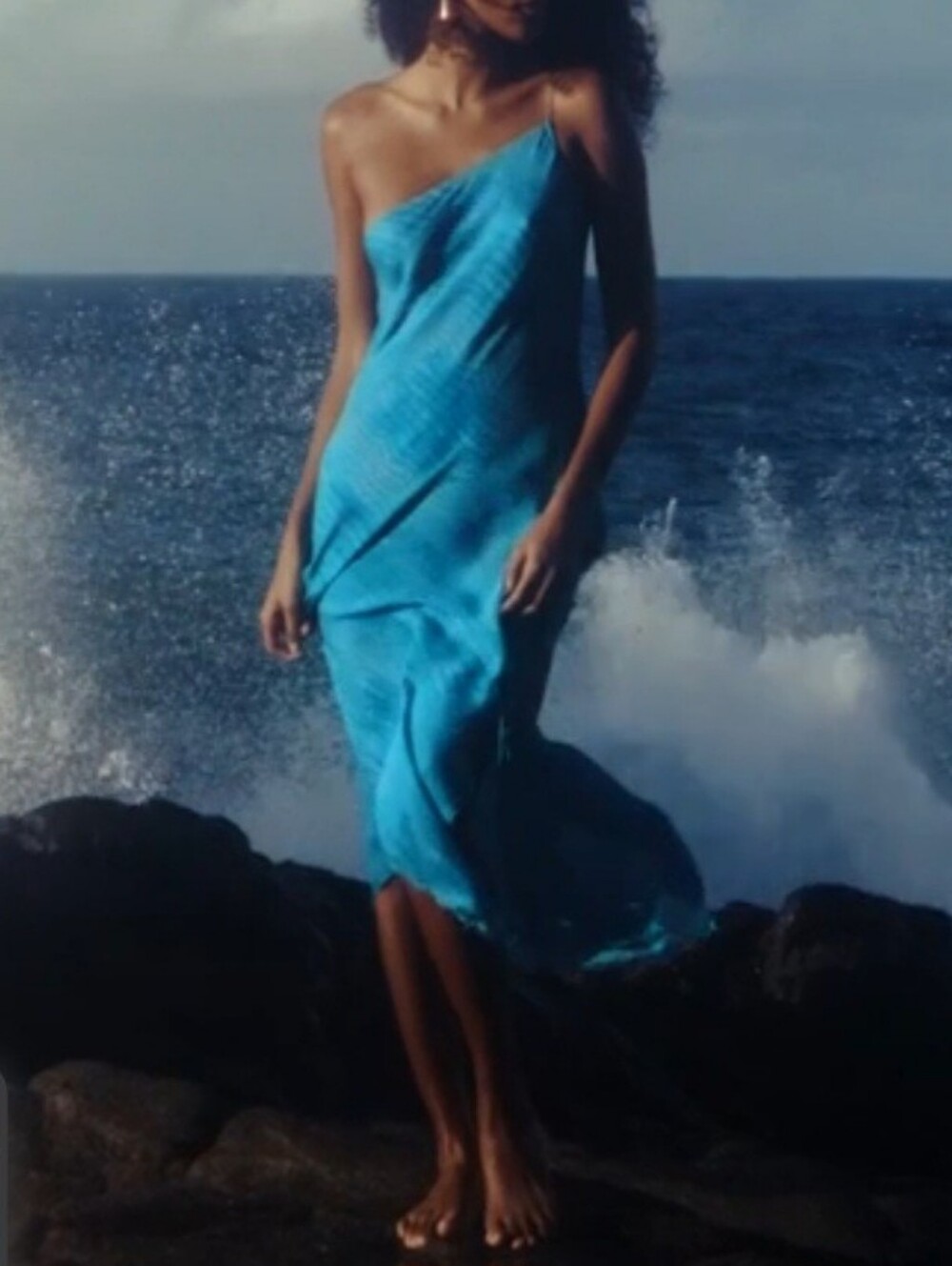 RAT AND BOA Alberta Stunning and Sexy  One-Shoulder Blue Midi Dress Size S $355 - Picture 6 of 7
